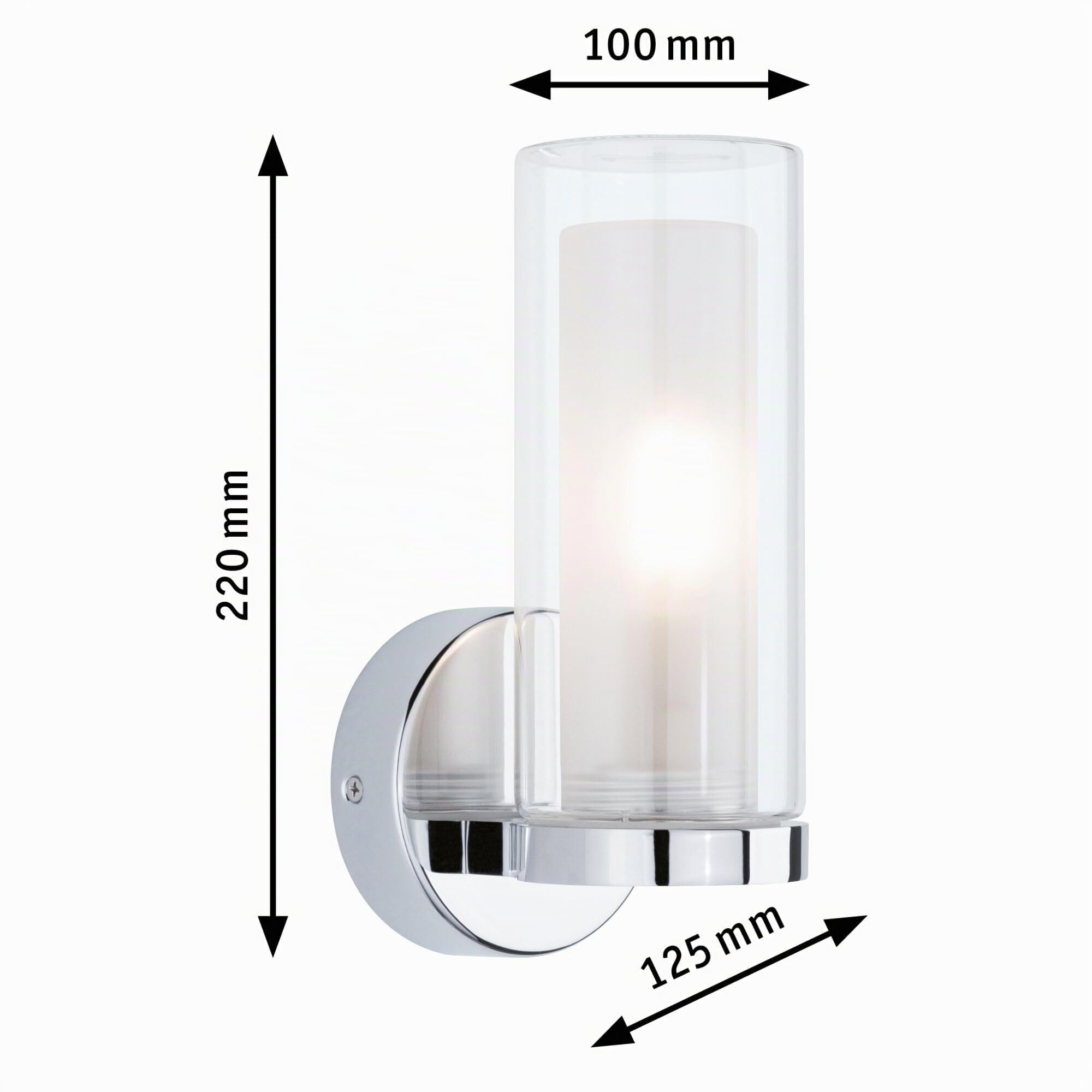 Paulmann 71076 Applique Selection Bathroom Luena IP44 E14 230V max. 20W gradable Chrome, Verre luminaire de salle de bain une flamme