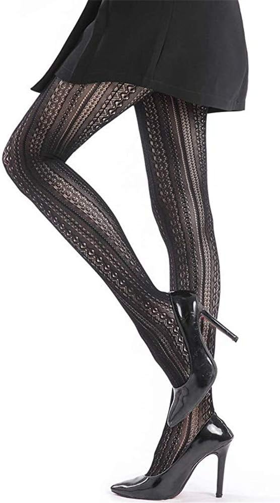 SurBepo Women Fishnet Hollow Out Knitted Patterned Thick Warm Stockings Tights Vertical Strips Pantyhose For Female - Image 2