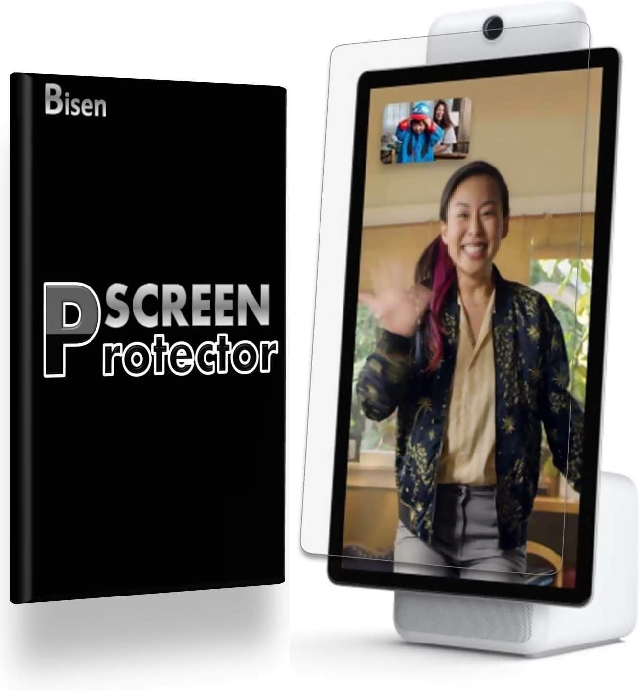 [4-Pack BISEN] Fit for Facebook Portal Plus Screen Protector, HD Clear, Anti-Scratch, Anti-Bubble, Lifetime Protection