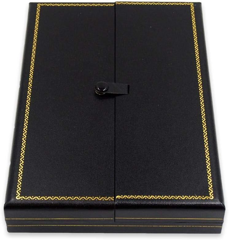 Black/White Necklace Deluxe Snap-Tab Leatherette Box
