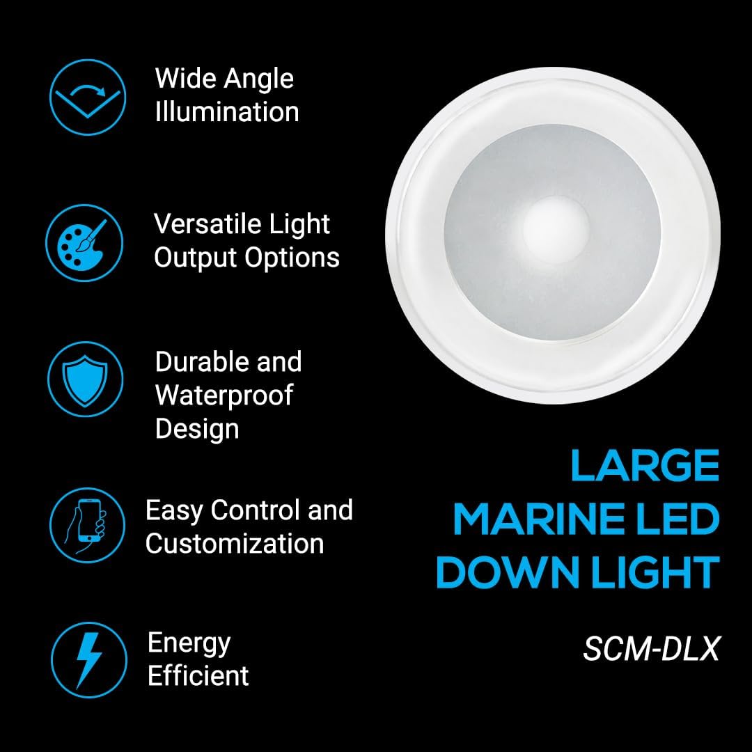 shadow-caster Large LED Down Light - Simplified 3" - White Housing - Color Changing - White Window - Waterproof