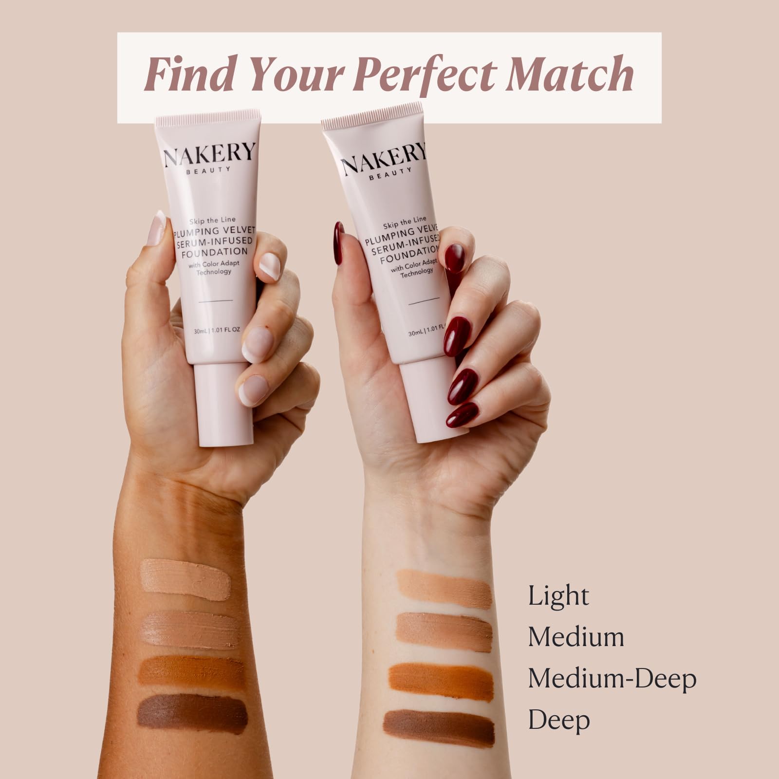 Base de maquillaje de cobertura completa para mujer, base líquida de volumen 5 en 1 con infusión de suero, color inteligente adaptado con niacinamida y ácido hialurónico