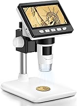 Microscope Mobile Phone, LCD Digital Microscope 50X-500X Resolution, 4.3 Inch 1080P USB Microscope with 8 Adjustable LED Lights, PC View, for Adults / Children, Compatible with MacOS Windows