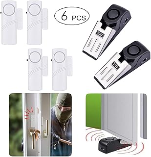 Wireless Door Security Alarm & Stoppers System, Vibration Triggered Door Home Wedges, 120DB Siren