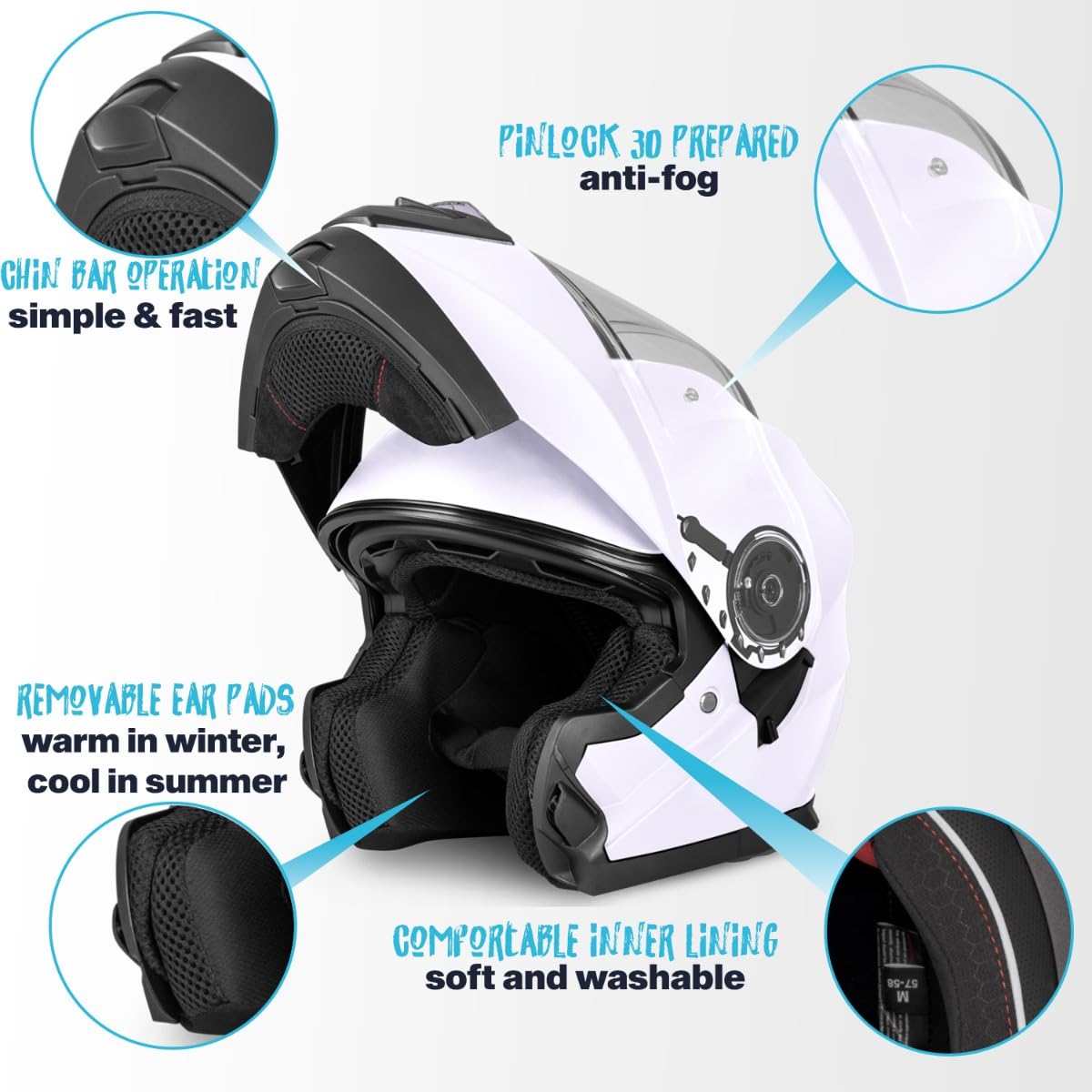 VINZ Santos kask szczękowy z osłoną przeciwsłoneczną | ECE 22.06 i PINLOCK | kask motocyklowy integralny | składany | w rozm. XS-XXL | matowy czarny