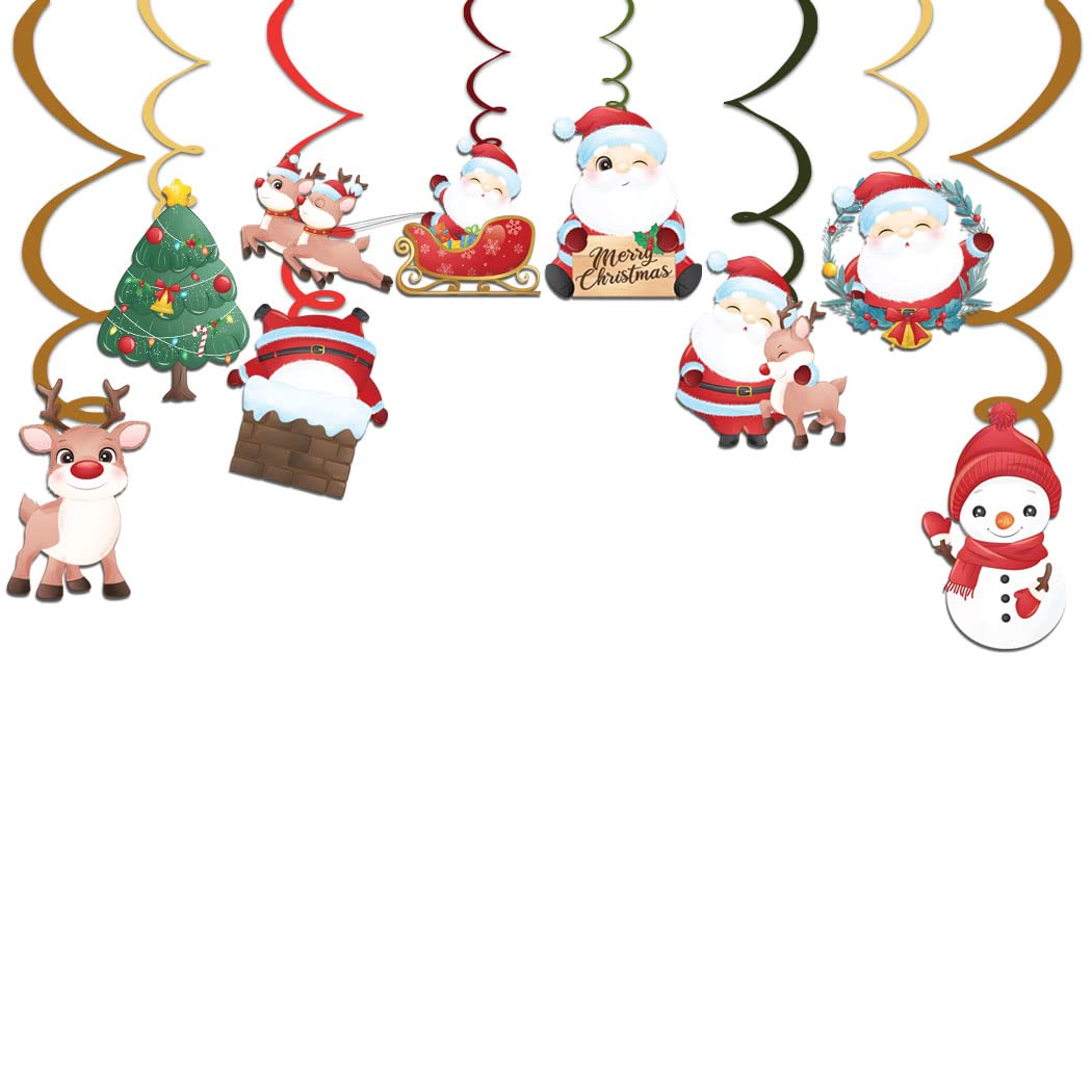 Festiko® Merry Christmas Decoration (16 pcs)-Christmas Holiday Decor- Festive Party Decor/Winter Mantle Home Decor/Xmas Party Decoration Supplies Combo 16 Pcs Swirls