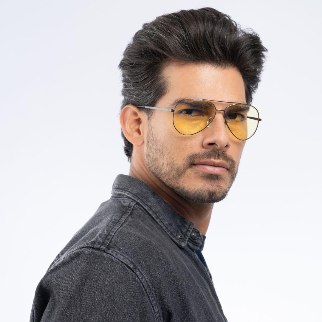 GUNNAR - Premium Gaming and Computer Glasses - Blocks 65% Blue Light - Maverick, Gunmetal, Amber Tint image 4