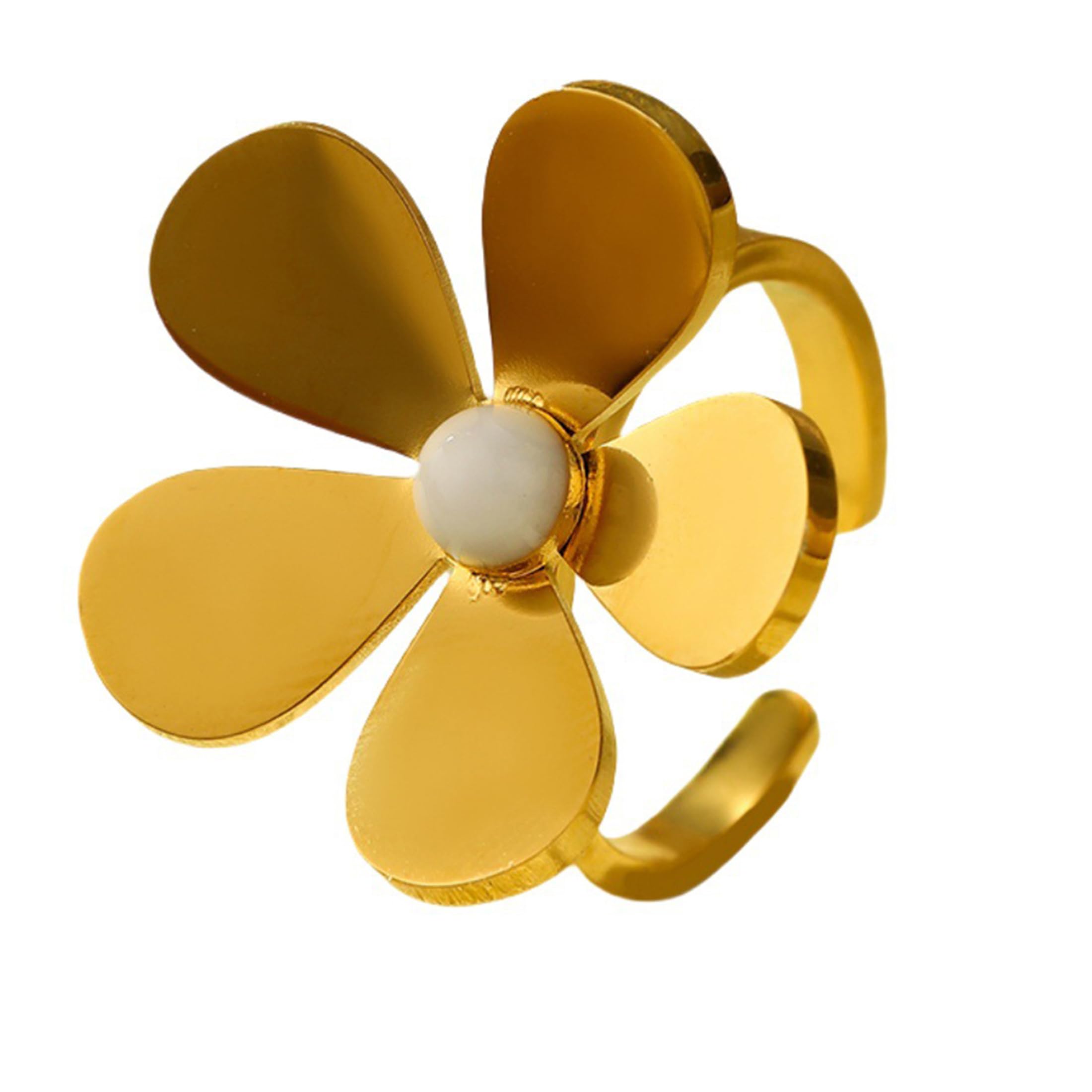 ArturiaWomen’s Heart Ring Set - Open Adjustable Stainless Steel 18K Gold Plated Jewelry with Turquoise Gemstone for Girls