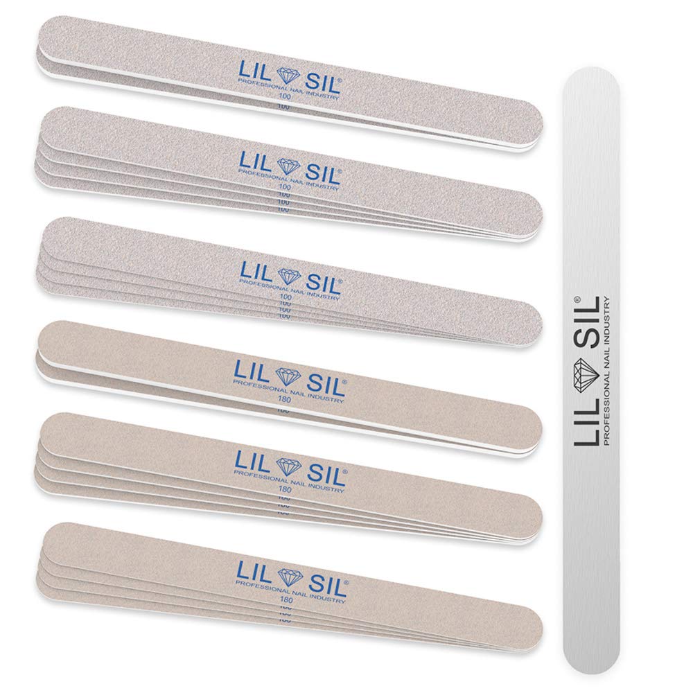 Nail File Set Professional Manicure Pedicure Tools 100/180 Grit Nail Files for Acrylic and Natural Nails - 20 pcs Best Disposable Nail File for Salon and Home Use LIL SIL 1201425
