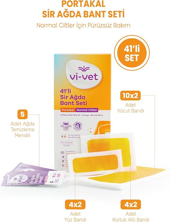 Vi-vet Sir Waxing Tape Set Orange, 41 Pieces