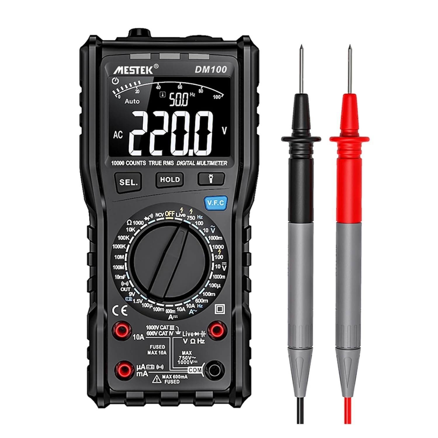 DM100 Digital Multimeter High Speed Smart Double Core T-rms NCV Temperature Multimetro Anti-Burn Fuse Alarm Multimeters