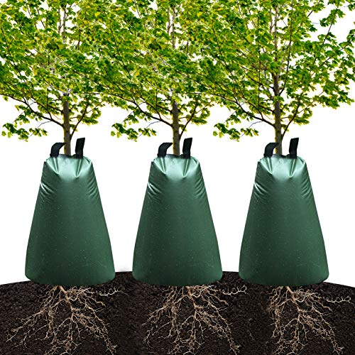 hatatit Slow Release Tree Watering Bag 20 Gallon Tree Watering Bags 3 Pack Heavy-Duty PE Tree Irrigation Bag with Zipper for Newly Planted or Established Trees(5-9 Hours Releasing Time)