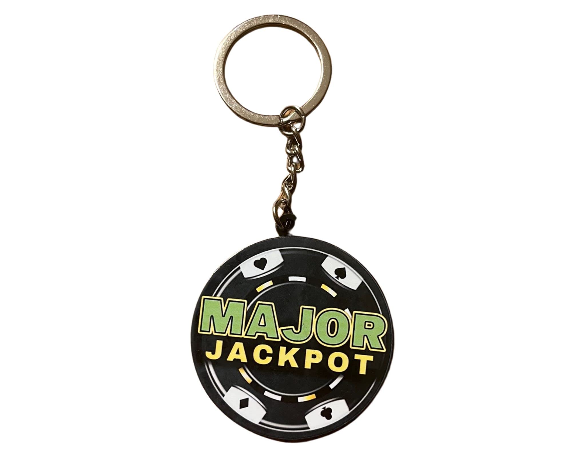 Lucky Slot Machine Major Jackpot Keychain Key Ring Poker Chip Charm Casino Jackpotsonline, Multi, 2