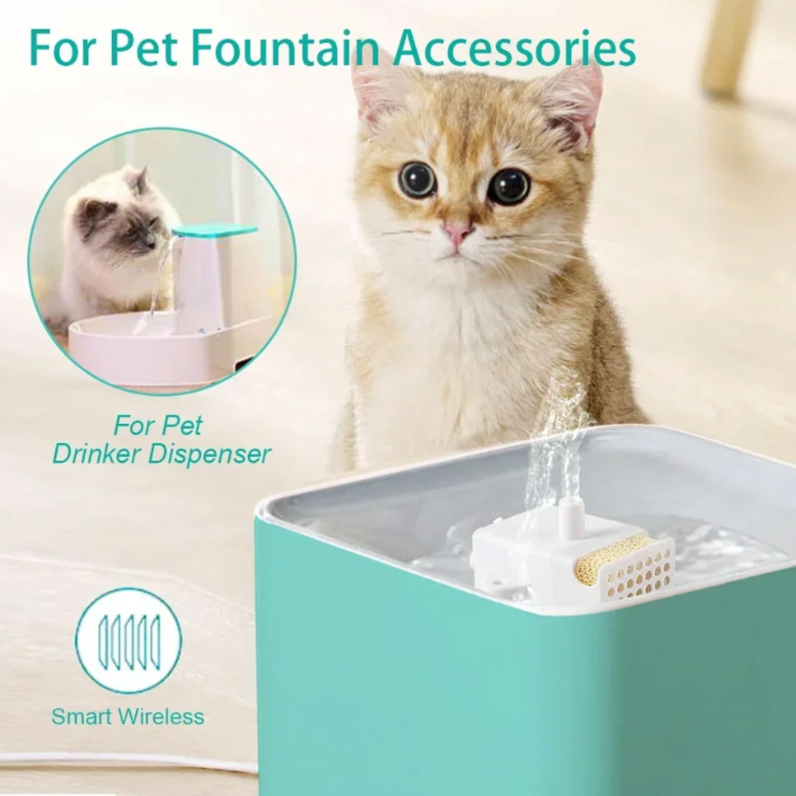 esmen Bebedero automático para Perros, Fuente de Repuesto, Cuenco, dispensador de Agua inalámbrico para Gatos y Mascotas, Bomba para Fuente de Agua para Mascotas