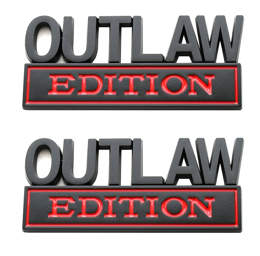 Image of 2PCS Outlaw Edition Emblems, 3D Badge Car Sticker with 3M Strong Adhesive, Fender Replacement for F150 F250 F350 Chevy Silverado 1500 2500 Chevrolet C10 C15 (Black Red)