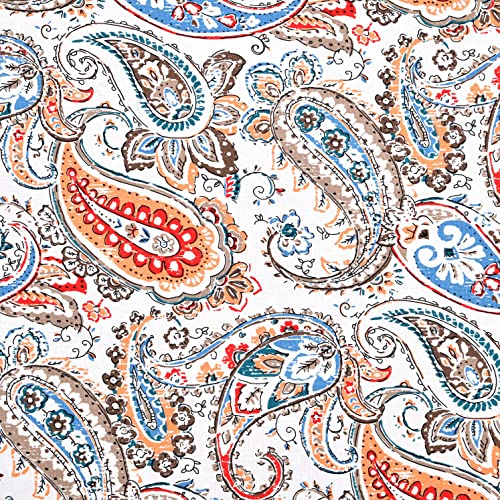 Image of LINENWALAS Cotton Curtains for Long Door Set of 2, Linen Textured Doors Curtains for Home Decor, Hangs Elegantly with Eyelet Rings (4.5ft x 6 ft,) Multicolor Paisley