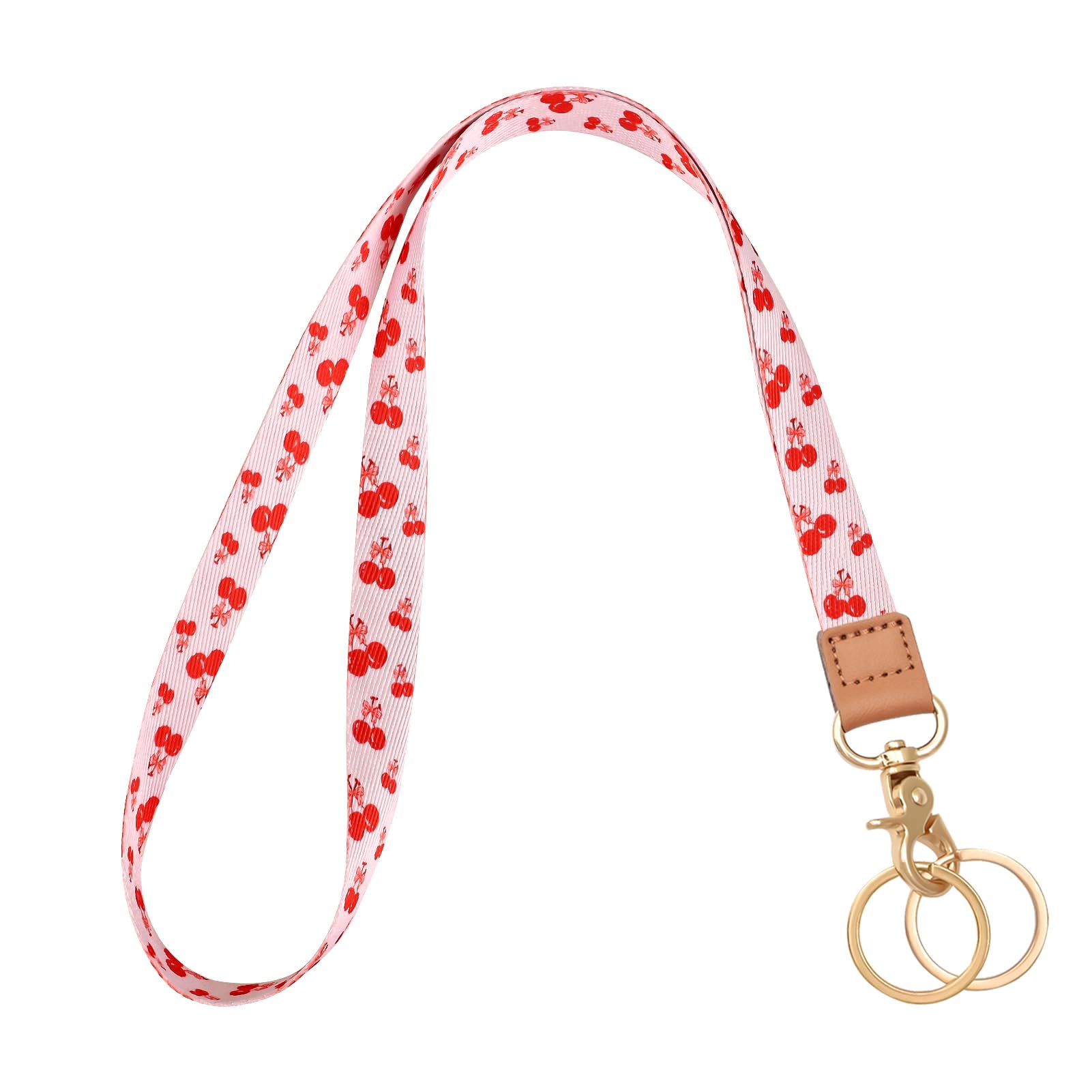 Knagsfa Lanyards for Keys, Neck Lanyards for ID Badges with Metal Hook, Cute Lanyard Keychain for Women, Red Cherry