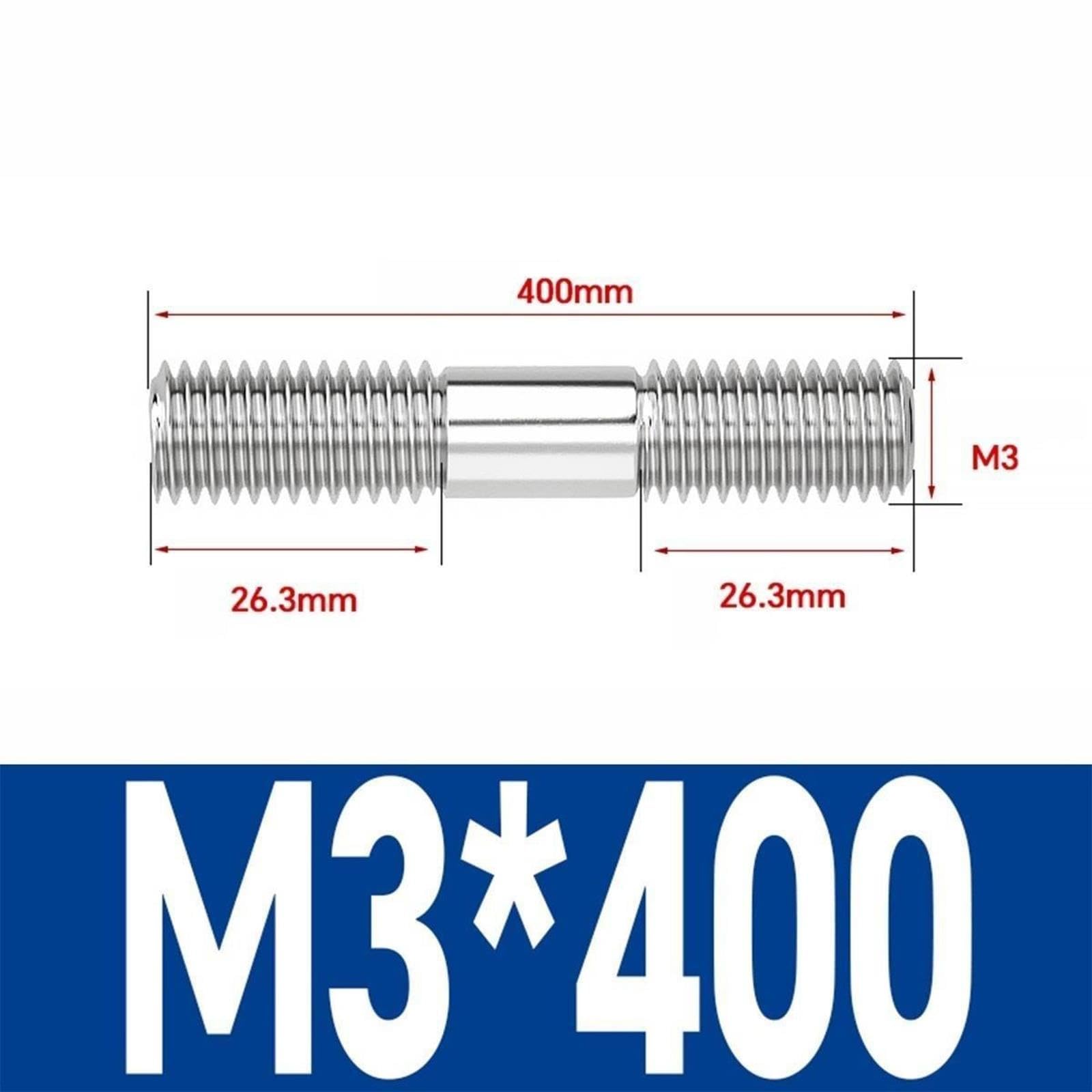 M3 304SS(M3x400) Śruba Korbowodu Podwójnego Końca Gwintowanego