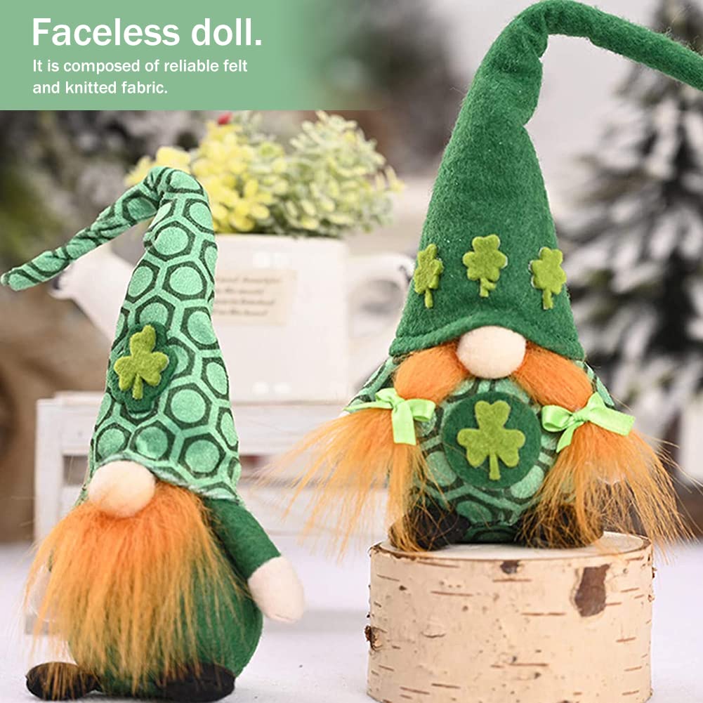 2Pcs Handcrafted Gnome Dolls – Faceless Green Hat Dwarf Plush Ornaments For St. Patrick's Day Decor & Gifts