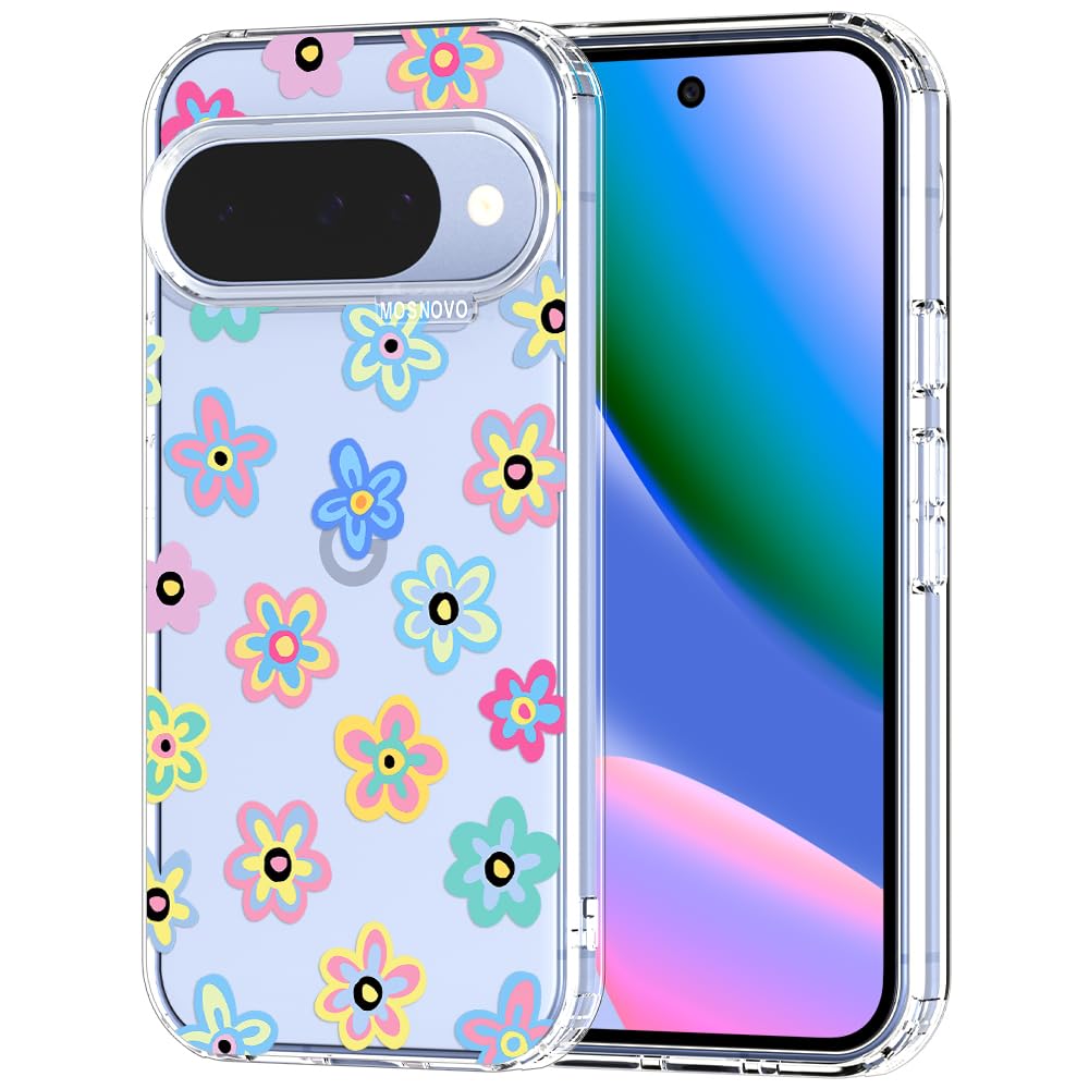 MOSNOVO Case for Google Pixel 9 & Pixel 9 Pro, [Buffertech 6.6ft Military-Grade Drop Protection] [Anti Peel Off Tech] Clear TPU Bumper Phone Case Cover Design - Great Wave — view 20