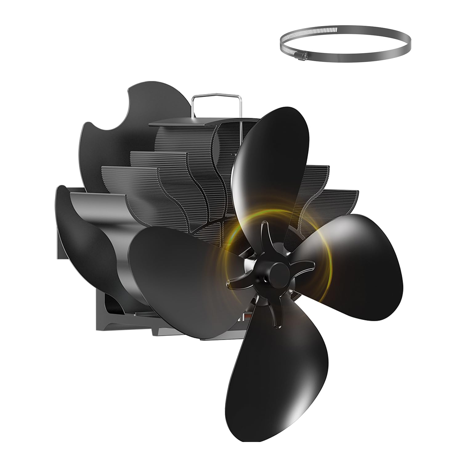 ICARE Ventilador de chimenea con 4 aspas, Ventilador estufa leña, ventilador de estufa con chip de alta temperatura, ventilador chimenea leña silencioso sin electricidad para estufa/tubo