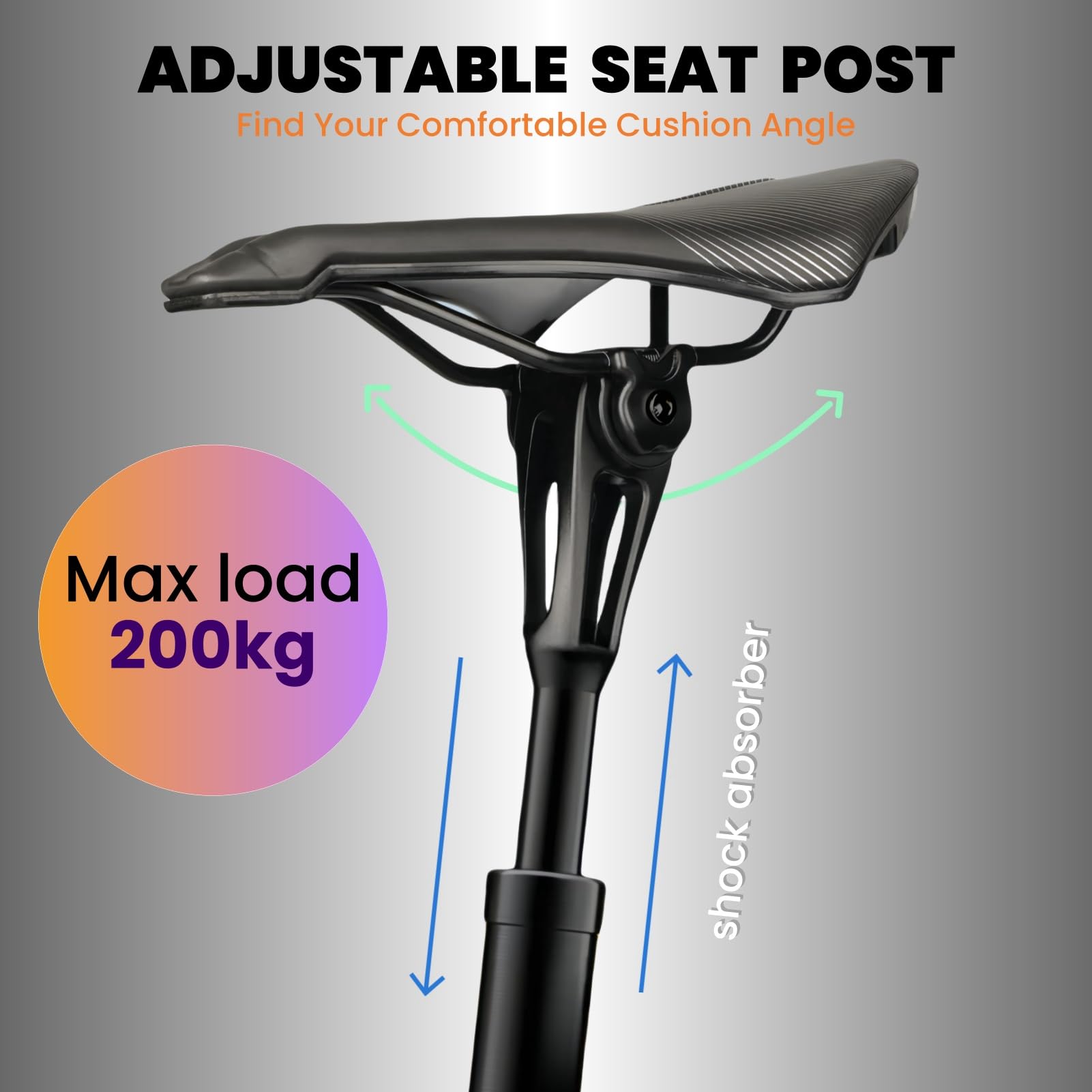 Fahrrad-Sattelstütze, Stoßdämpfer, Dämpferpfosten, 27,2/31,6 mm, Aluminiumkörper