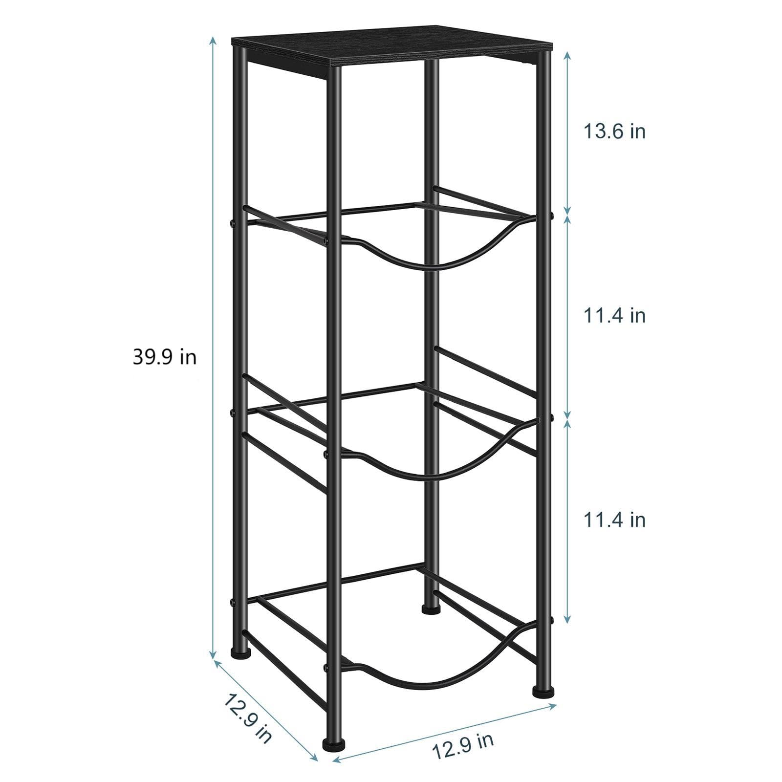 MOOACE 3-Tier Water Jug Rack, 5 Gallon Water Bottle Holder Organizer with Top Storage Shelf, Black
