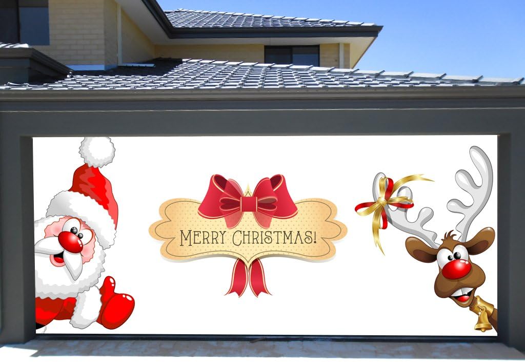 Christmas Snowman Garage Door Covers 3d Banners Christmas Decorations Outdoor Billboard Double Garage Decorations Mural GD44