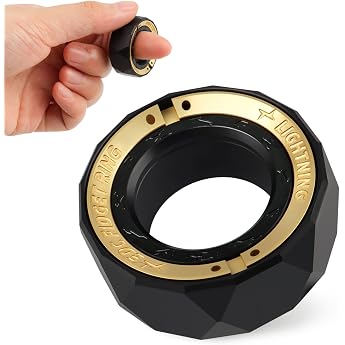Fidget Slider Fidget Toy for Adults, Metal Sound, Gadget, Fun, Luxurious, Fidget Goods, Killing Time, Ring, Stress Relief, Stress Relief, Aluminum, Gold Black Gold