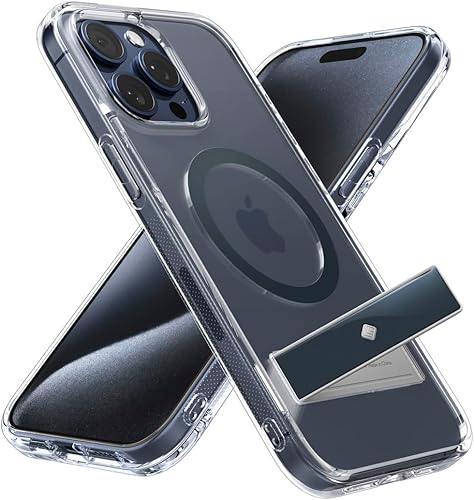 Miniatura 8 de Caseology Capella Mag Kickstand - Funda 5G con función atril para iPhone 15 Pro Max ultratransparente antiamarilleamiento compatible con Magsafe