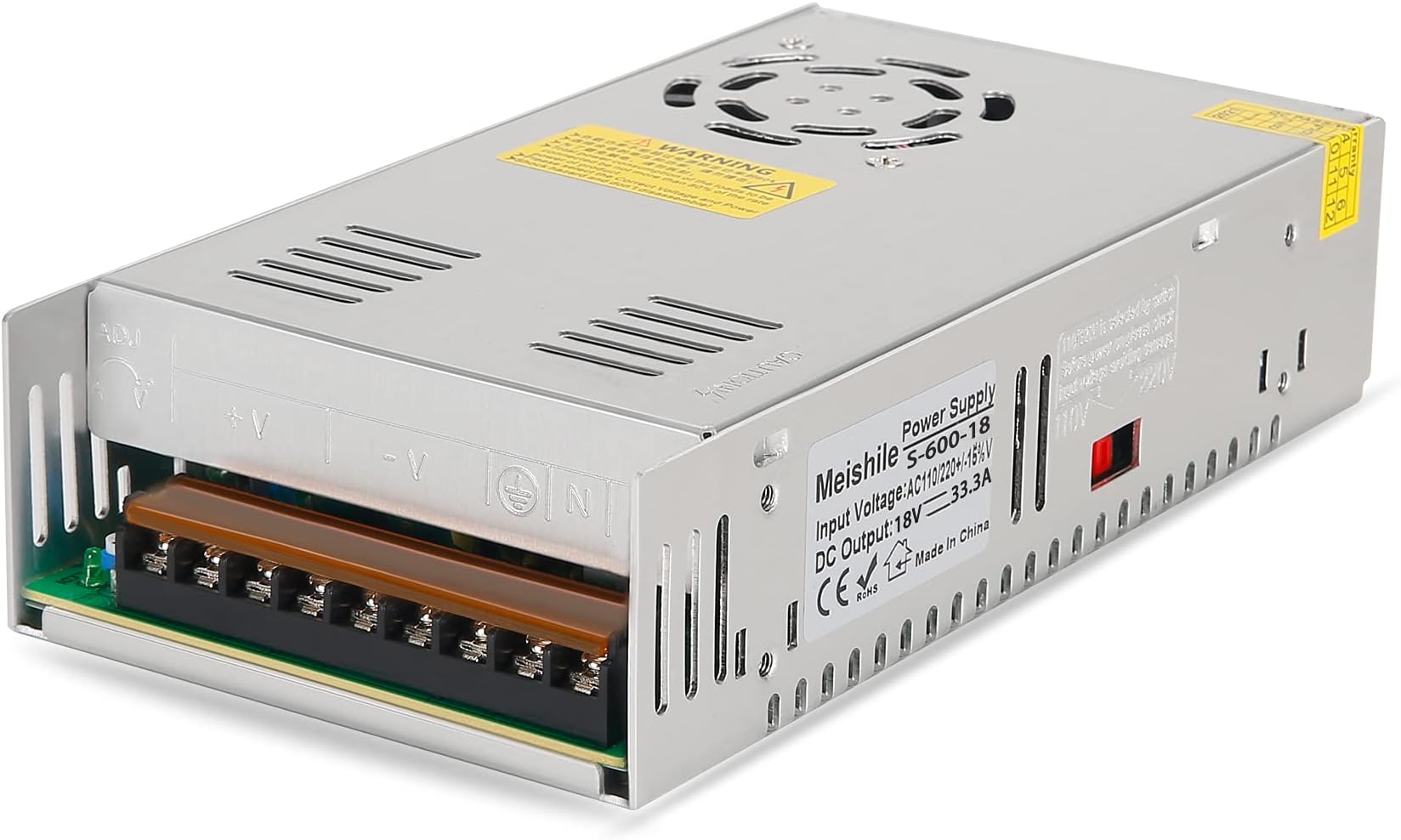 MEISHILE 18V 33A 600W LED Driver Switching Power Supply 110/220VAC-DC18V Transformer Monitoring Power Supply Industrial Power Universal Electric machinery CCTV（SMPS） 600 Watts
