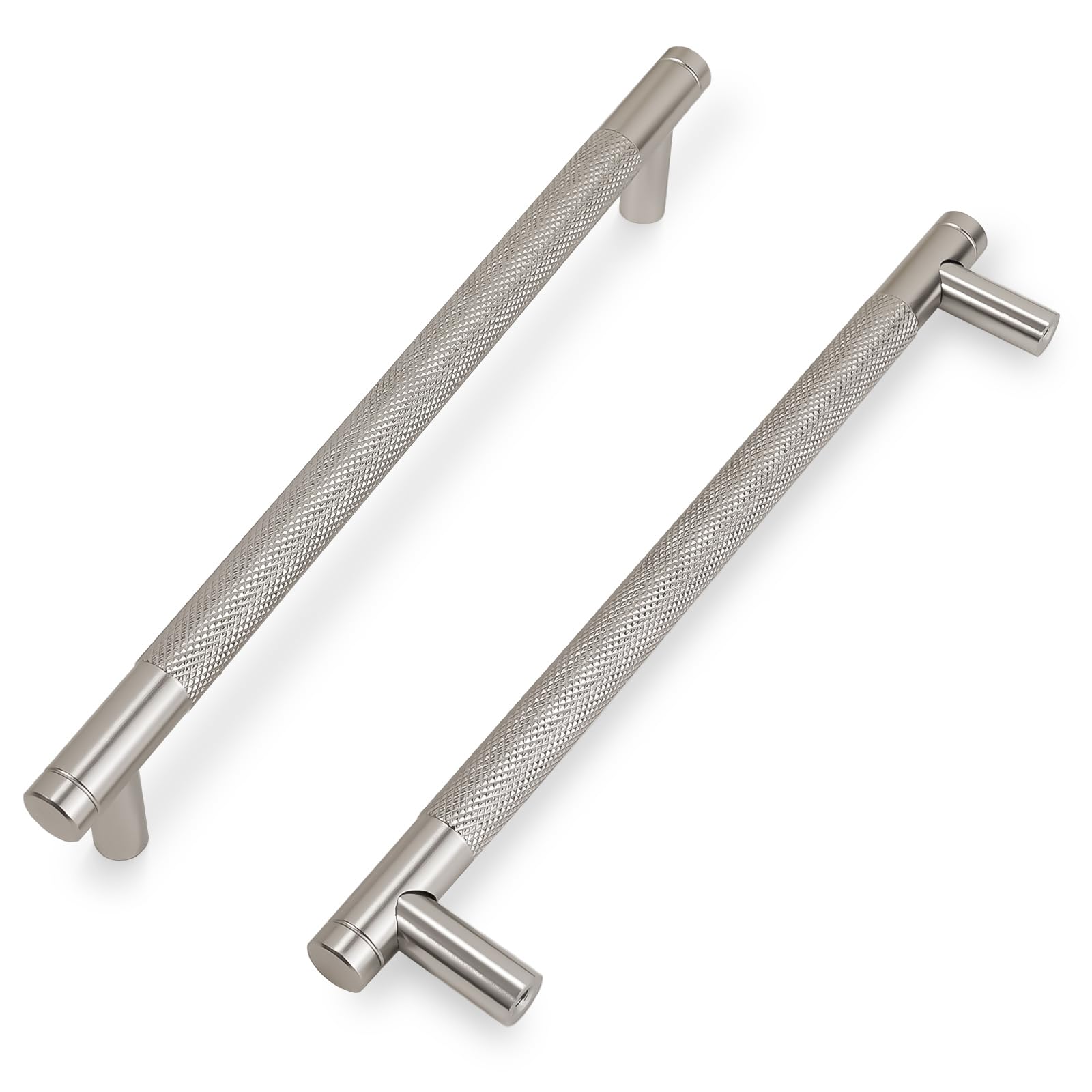 COTYKILEY 10 Pack 7.5 Inch(192mm) Brushed Satin Nickel Cabinet Handles Sliver Knurled Kitchen Cabinet Pulls Cabinet Door Handles Kitchen Cabinet Hardware Cupboard Drawer Pulls Dresser Handles