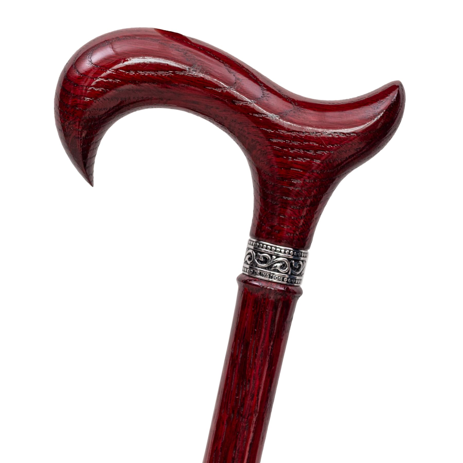 Dr. Watson Prestige Derby Walking Stick – Handcrafted Oak Wood Cane with Incrusted Stainless Steel Collar