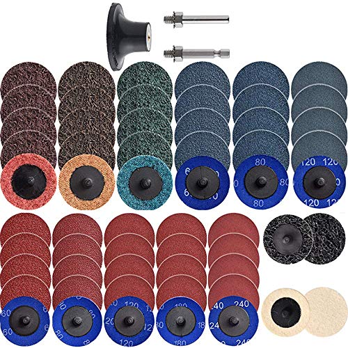 NYXCL 60Pcs 2 inch quick change sanding discs set, 2Pcs 1/4