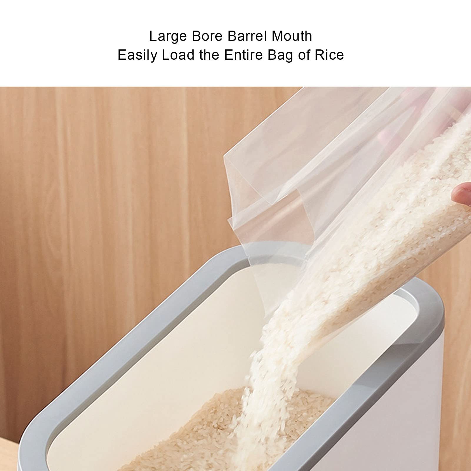 flexman Dispensador De Arroz, Recipiente De Arroz Hermético Inteligente Multiusos De Gran Capacidad, Dispensador De Cereales Para Harina, Frijoles, Mijo, Arroz, Cebada, Cereales (Gris)