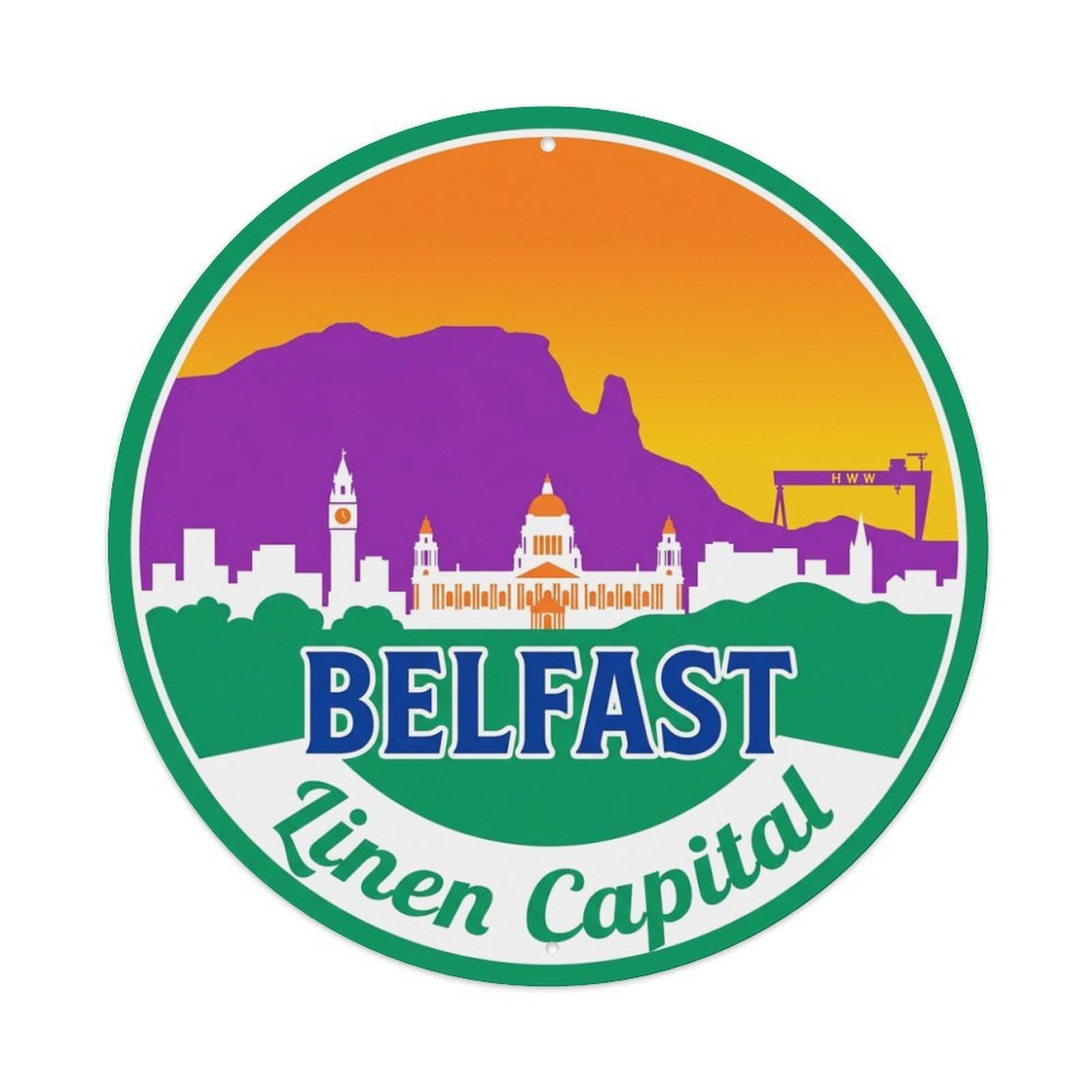Metal Tin Sign Vintage Travel Belfast Ireland Panorama