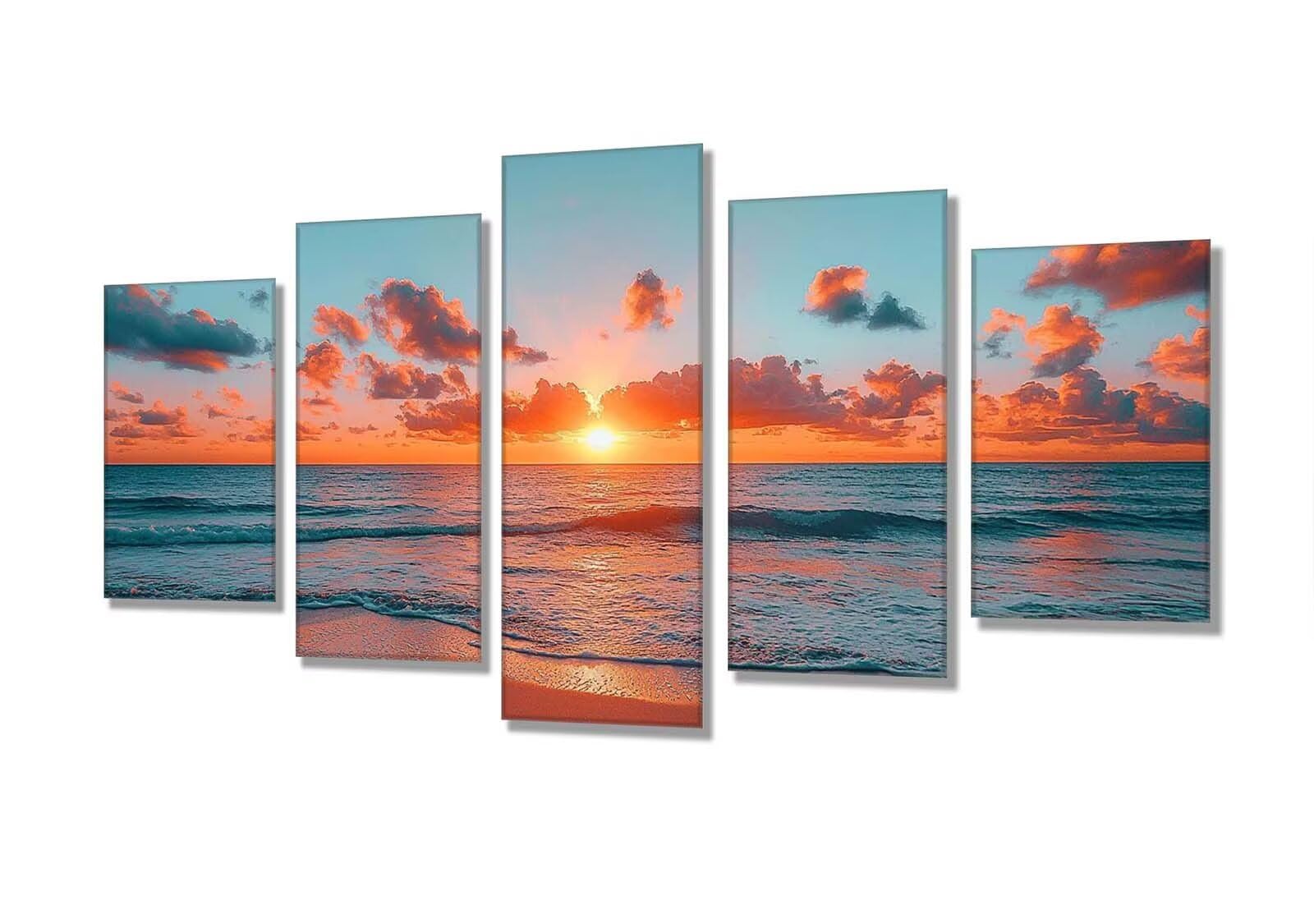 Diamentowa sztuka zachód słońca, plaża, malarstwo diamentowe, 5 sztuk, zestawy do haftu krzyżykowego dla dorosłych, 5D DIY, kryształowe zestawy rzemieślnicze, dla początkujących, pełne okrągłe