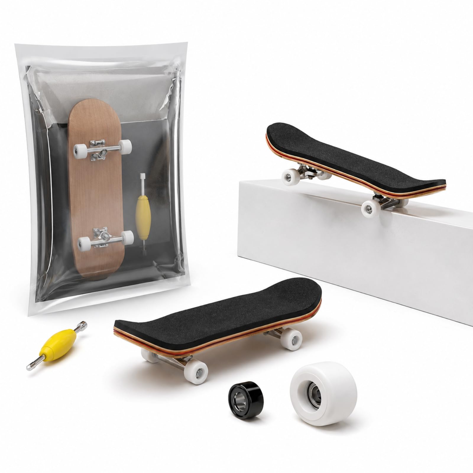 Professional Fingerboard Skateboard, Wooden Miniature Finger Skateboard 5-Layer Maple Deck With Bearing Wheels Grip Tape, Mini Finger Skateboard for Girls,Boys, Stress Relief Toy,Good Skateboard Gift