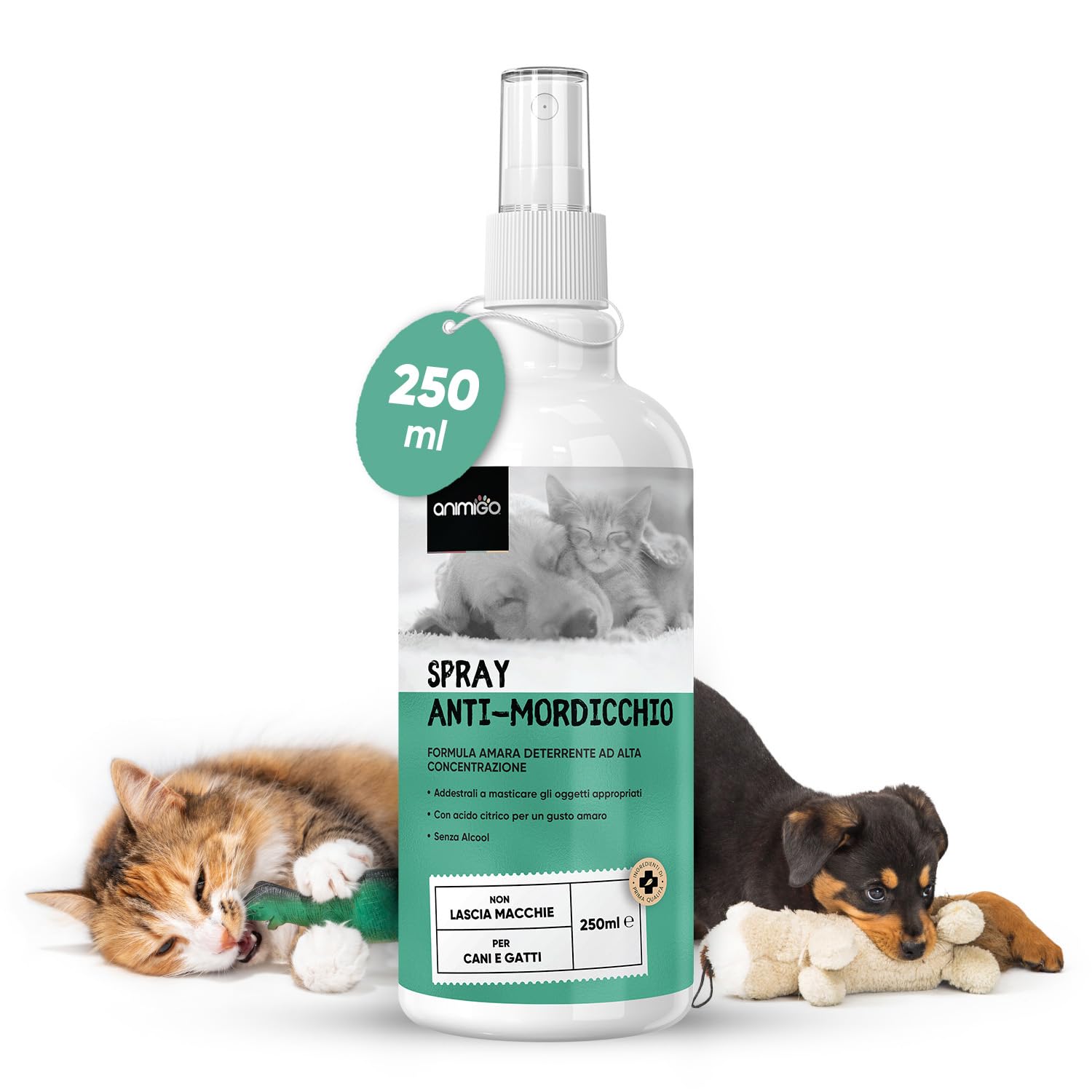 Spray Repellente per Gatti e Cani 250ml, Sapore Amaro, Dissuasore per Gatti e Cani, Spray Anti Graffi Gatto e Cane con Ingredienti Naturali, Disabituante Gatti, Spray Repellente Per Cani Senza Alcool