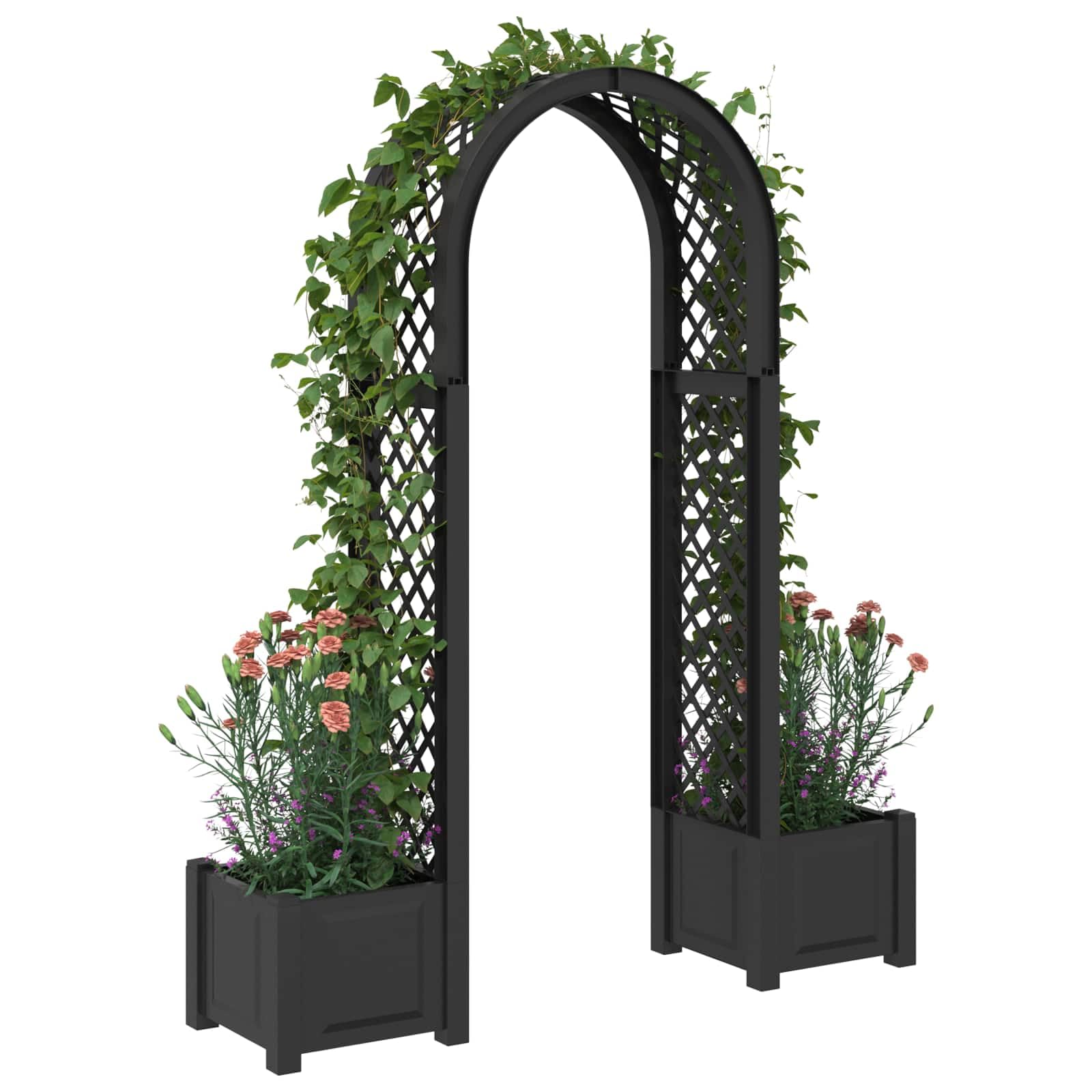 vidaXL Arco de Rosas con Plantador Gris Antracita 168,5 x 43 x 207 cm