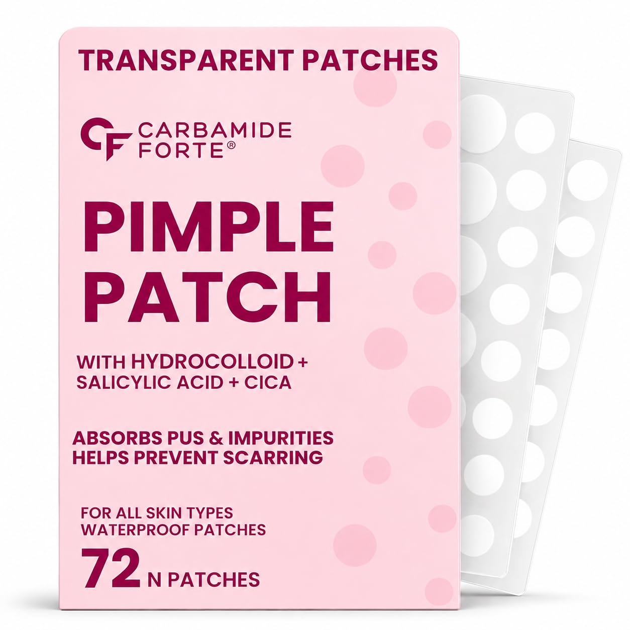 Carbamide Forte Pimple Patches for Face Salicylic Acid & Cica | Hydrocolloid Acne Patch | Invisible Waterproof Pimple Patch Absorbs Pus & Impurities for All Skin Types | 72 Patches-picture-48