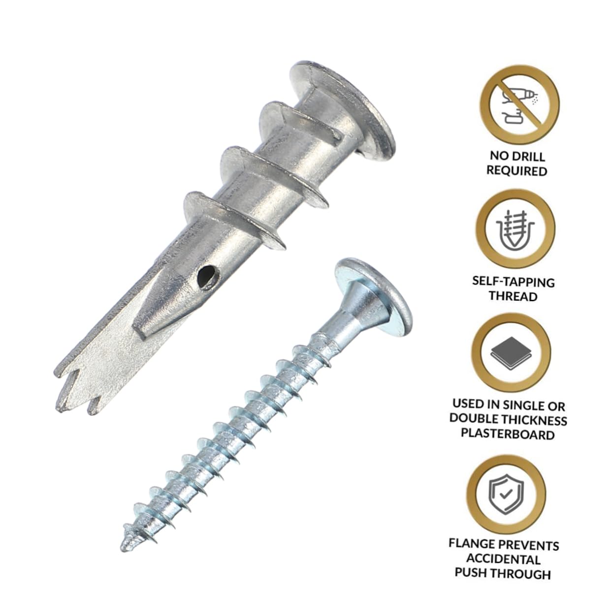 200piezas Tornillos De Fijación Para Placas De Yeso Tapones Autoperforantes Metálicos Anclajes De Pared Duraderos