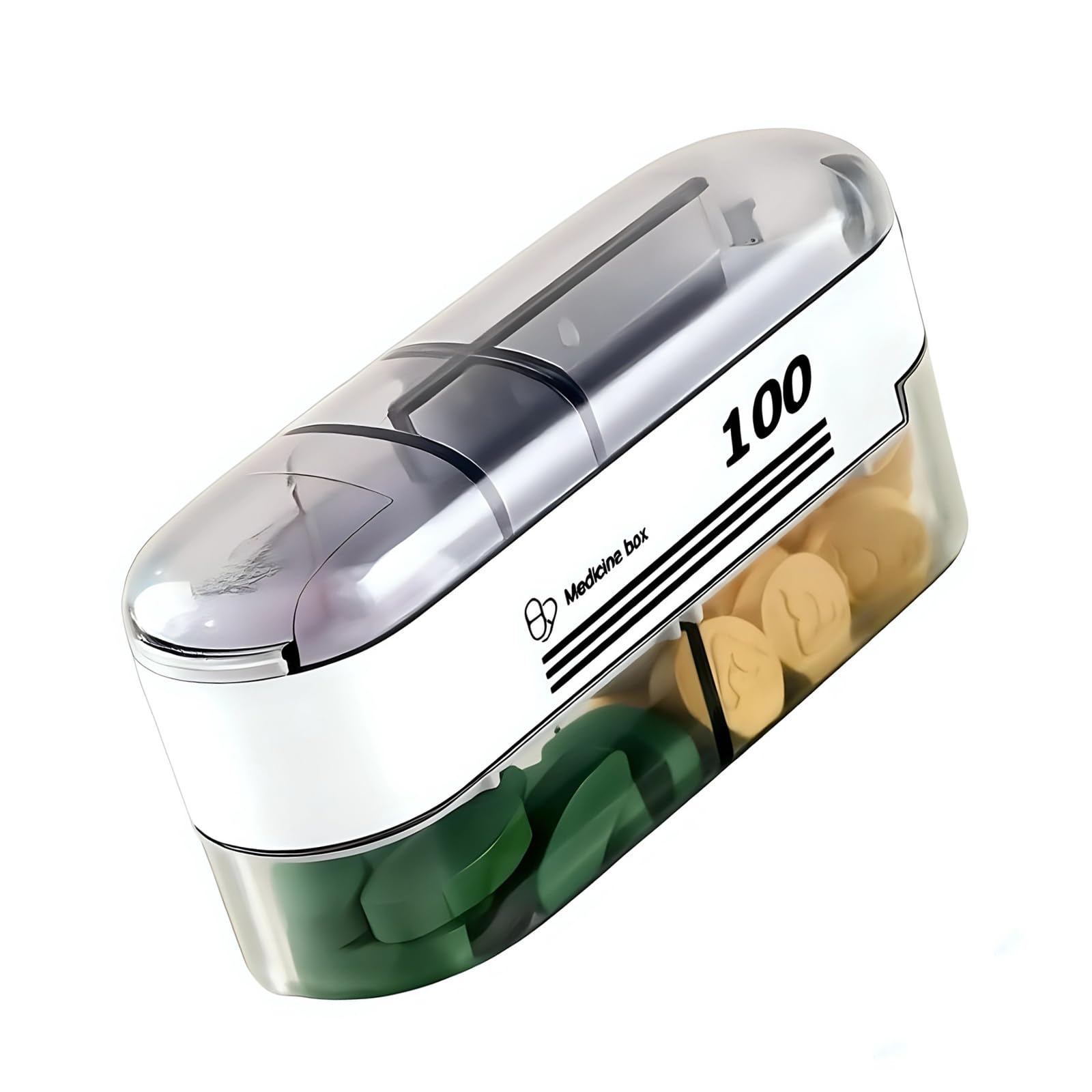 Maxtonser Clear Travel Pills Box With Built In Piercing Cutter Multifunctional Tablets Divider For Accurate Tablets Division