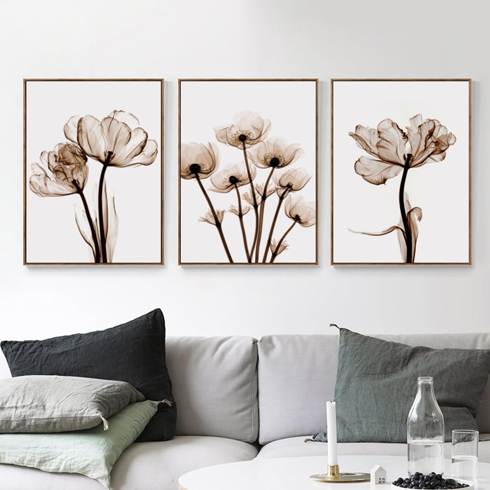 WBYZAC Art Prints-Abstract Modern Flower Botanical Canvas Painting Art Print Poster Picture for Living Bedroom Kitchen Home Wall Decor Artwork-50 * 70cm*3PCS (No Frame)