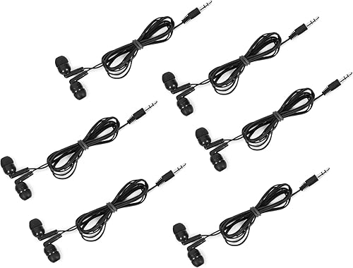 Miniatura 3 de QIDAIZUOEN Paquete de 30 auriculares para niños a granel con cable en el oído, desechables para estudiantes, color negro, envueltos individualmente