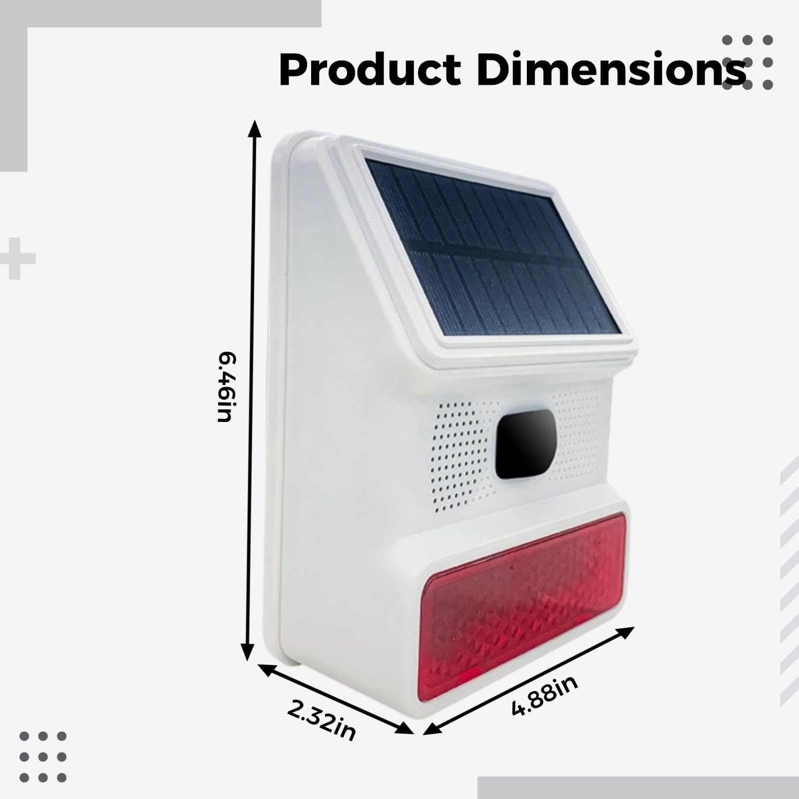 Solar-Alarm Bewegungsmelder, kabellose Outdoor-Sirene mit Sensor und Fernbedienung, Licht- und Tonsignal, 433 MHz, One-Key-SOS, IP65, für Haus und Hof, einfache Montage