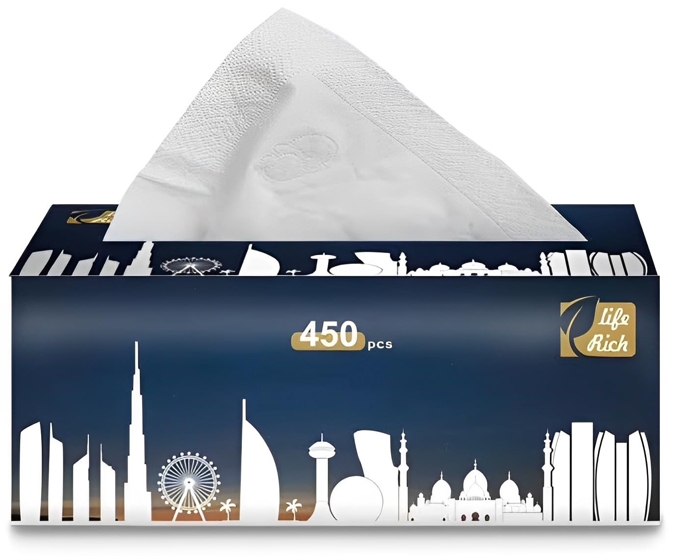 IGEturbo 1 Pack Facial Tissues,Box Tissue Made from 100% Raw Wood Pulp, 450 Pcs/Pack Cotton Feel Tissue Suitable for All Skin Types and any event (5-Ply/Sheet)