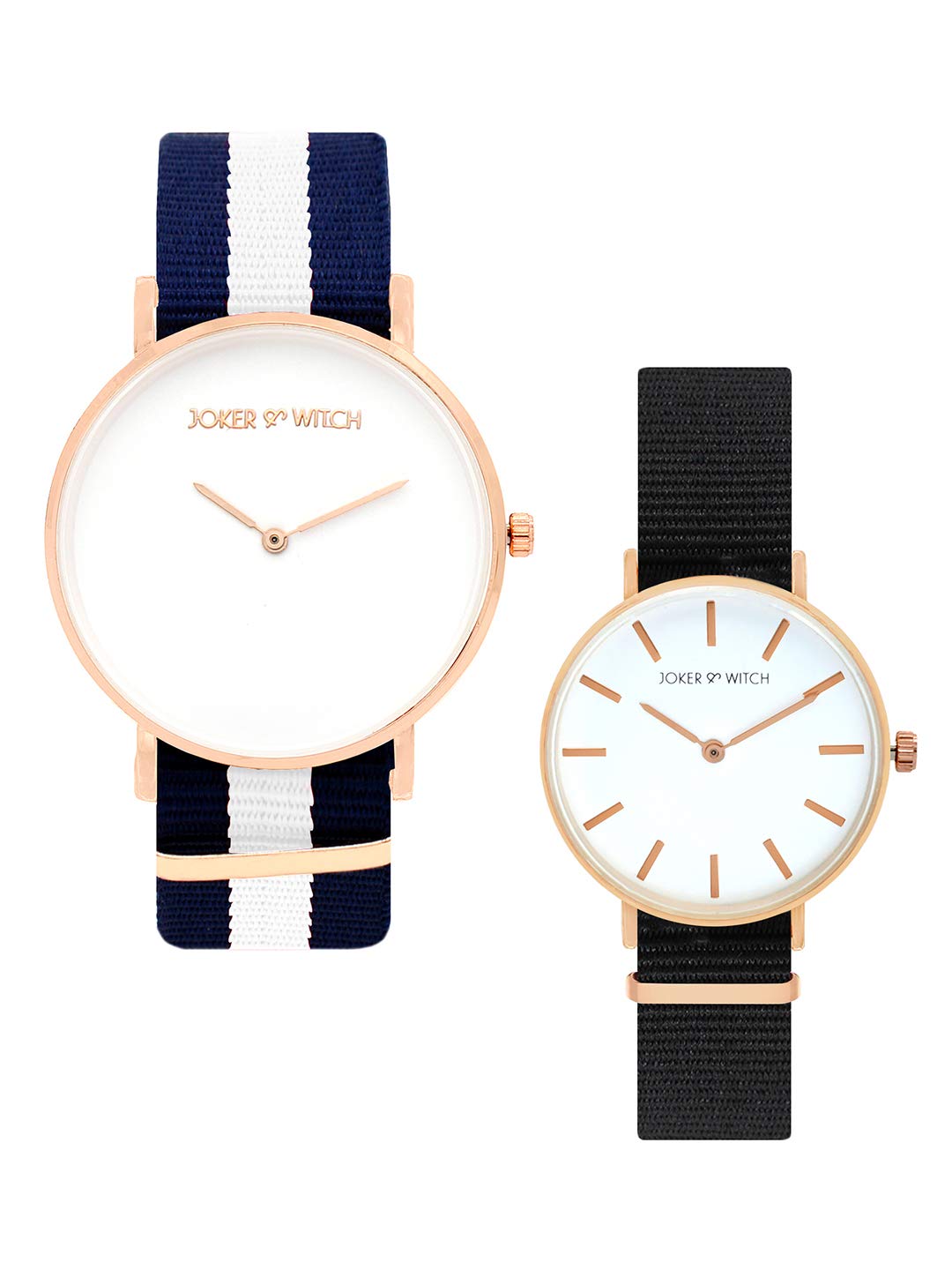 Joker & Witch Nylon Eric & Ariel Couple Analogue Watches, White Dial, Black Band (B08T66XG13) Amazon Price History, Amazon Price Tracker