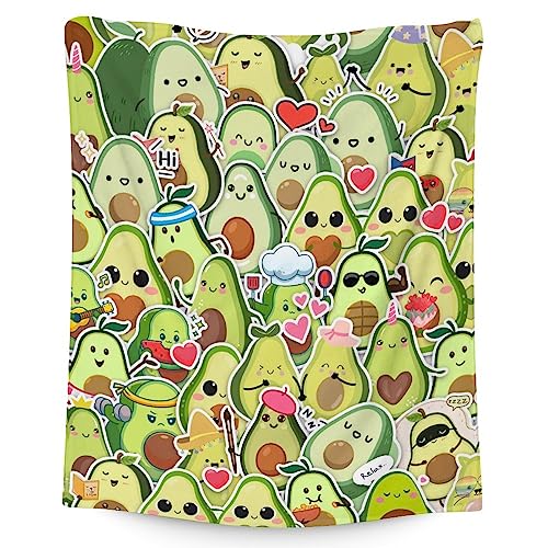 Blanket for Girls - 50"x60" Cute Avocado Throw Gifts - Colorful Soft Fuzzy Blankets for Bed, Couch & Living Room