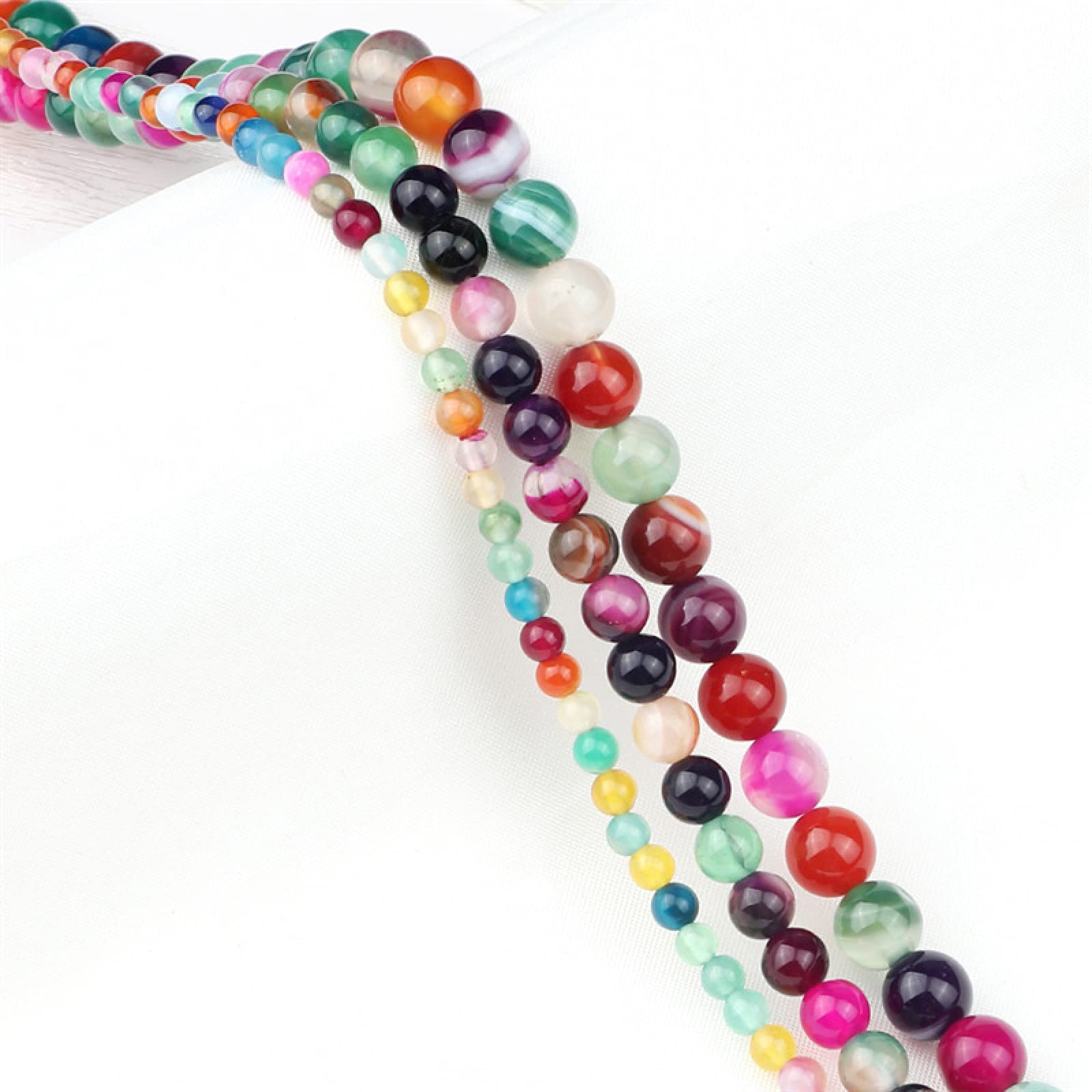 Kolekcje domowe Kolorowe gładkie paski naturalny kamień 8/6/4 mm luźne koraliki do DIY bransoletka i bransoletka naszyjnik ręcznie robione akcesoria do produkcji biżuterii, 6 mm (rozmiar: 6 mm)